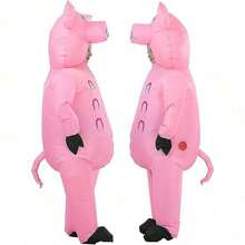 Inflatable Pig Ride-On Costume, Suitable For Women Men Adults Cosplay Party, Inflatable Funny Outfit, Halloween Christmas Carnival Party - Pink - View 3