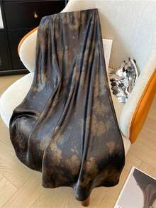 Satin Tie-Dye Chinese Ink Style Mermaid Skirt, Spring/Summer Slim Fit A-Line Skirt Black - Black - View 4