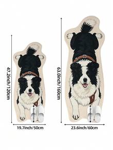 DAJIANG 1pc Cute Border Collie Shaped Rug, Kitchen Mat Hallway Runner, Suitable For Bathroom, Kitchen, Outdoor, Indoor, Hallway, Bedroom, Living Room, Bedside Rug, Machine Washable, Easy To Clean Entryway Mat, Non-Slip Bottom Rug - Border Collie - Black - View 2