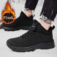 Men's Warm Lined Winter Snow Boots, Non-Slip, Durable Sole, Comfortable Design, Suitable For Outdoor Wear - Z98 Black - View 3
