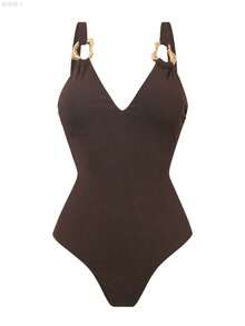 yonghongmaoyi1 Swim Oasis Traje de baño de una pieza con falda de tela especial de unicolor para mujer 2026, conjunto de ropa de baño casual para res - Beis - Ver 4