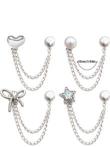 8/4/1pc Multi Function Clothing Clips For Metal Star Heart Bow Shirts Clothes Pant Hem Clips Button Cute Decorative Long Jeans Pants Legs - Multicolor - View 5