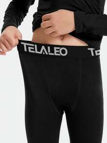 HOPLYNN 1 Peça Calça Compressiva para Meninos Adolescentes, Calça de Camada Base Esportiva Ajustada, Roupa Esportiva de Futebol - Preto - Visão 2