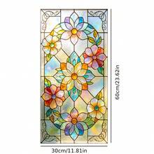 1pc Bohemian-Style Frosted Privacy Window Film With Colorful Floral Patterns. Reusable PVC Electrostatic Adsorption Film, No Glue Required. Suitable For Bathrooms, Bedrooms, Kitchens, And Home Decor. - Frosted Glass Sticker - View 12