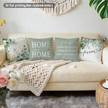 4pcs Minimalist Daily Plant Warm Home Slogan Cushion Covers, Single-Sided Printed Peach Skin Velvet Polyester Material, 45*45CM Pillowcases For Modern Fabric Sofa Indoor Decor, Party Decoration, Gift Giving - Multicolor - View 6