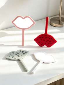 1PC Kiss Highlight | 3D Eyelash & Lip Print Handheld Mirror, Moisture-Proof Portable Bathroom Mirror, High-Definition Non-Distorting Mirror, Exclusive Gift For Besties, Valentine's Day/Wedding Season/Christmas/Mother's Day/Campus Season Souvenir, Suitable For Bedroom/Dorm/Outdoor/Travel/Bag Portable - Multicolor - View 4