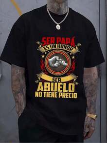 Camiseta Hombre Algodón Suave con Diseño Ser Padre y Abuelo,Un Honor.Estilo Casual para Papá o Abuelo,Idea Regalo Original y Confortable. - Negro - Ver 1