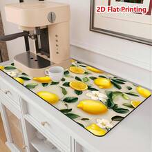 1/10pcs Lemon Leaves Kitchen Countertop Drip Mat, Coffee Machine Mat With Strong Water Absorption, Heat Insulation And Anti-Slip Silicone Drying Mat For Coffee Maker, Espresso Machine, Bar Restaurant Mat, Pet Mat, Tableware Mat - Mint Green - View 12