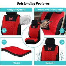 REMAX 9pcs/4pcs Colorful Butterfly Print Car Seat Covers Universal Size Cushion Airbag Opening Compatible - Butterfly Press - View 6