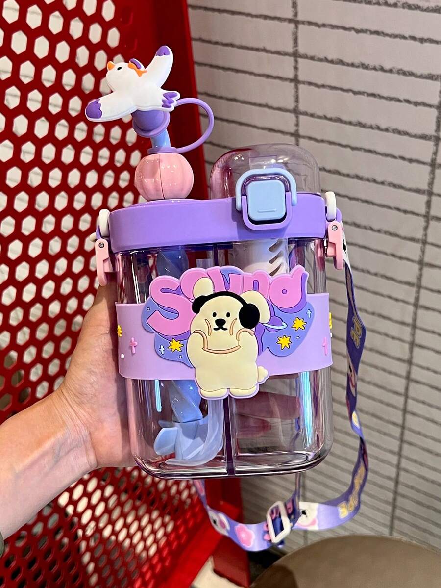 Dual-Drinking Cup Children's Water Bottle, Cute Large Capacity Divided Straw Cup For Boys And Girls Elementary Students Outdoor Drinking
