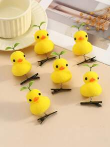 5/10/20pcs Cute Soft Plush Yellow Duck Hair Clips, Cartoon 3D Hair Accessories, Suitable For Girls, Hair Clips, Hair Pins, Head Accessories - Multicolor - View 1