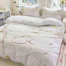 3PCS Classic Gold Foil Textured Duvet Cover Set (1 Duvet Cover + 2 Pillowcases), Soft Skin-Friendly Machine Washable, Comfortable Bedding For Home And Dorm, Multiple Sizes Available, Suitable For All Seasons, Does Not Include Duvet Insert And Pillow Insert - Multicolor 3 - View 13