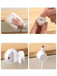 1 pieza Organizador de cables magnético giratorio, clip de cable antideslizante, soporte de cable de carga de teléfono de escritorio, herramienta práctica de gestión de cables para el hogar, gancho multifunción, almacenamiento de escritorio, organización de oficina en casa, organizador minimalista, diseño compacto, agarre antideslizante, escritorio - Multicolor - Ver 8