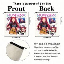 1pc K-Pop Girl Group Theme Printed Makeup Bag, Gift For Girls, Back To School Season, Cute Vintage Minimalist Letter Pattern Printed Makeup Pouch, Makeup Bag, Storage Bag, Toiletry Bag, Clutch Bag, Foldable Lightweight Storage Bag, Minimalist Handbag, Teacher Gift Clutch Bag, Nurse/Doctor/Teacher Storage Bag, Suitable For Personal Travel Cosmetic Storage - Multicolor - View 4