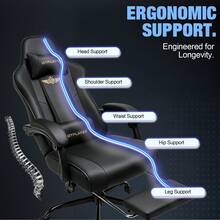 Gaming Chair For Adults Computer Chairs With Footrest Headrest And Lumbar Support Ergonomic Height Adjustable Reclining PC Chair - Black - View 4
