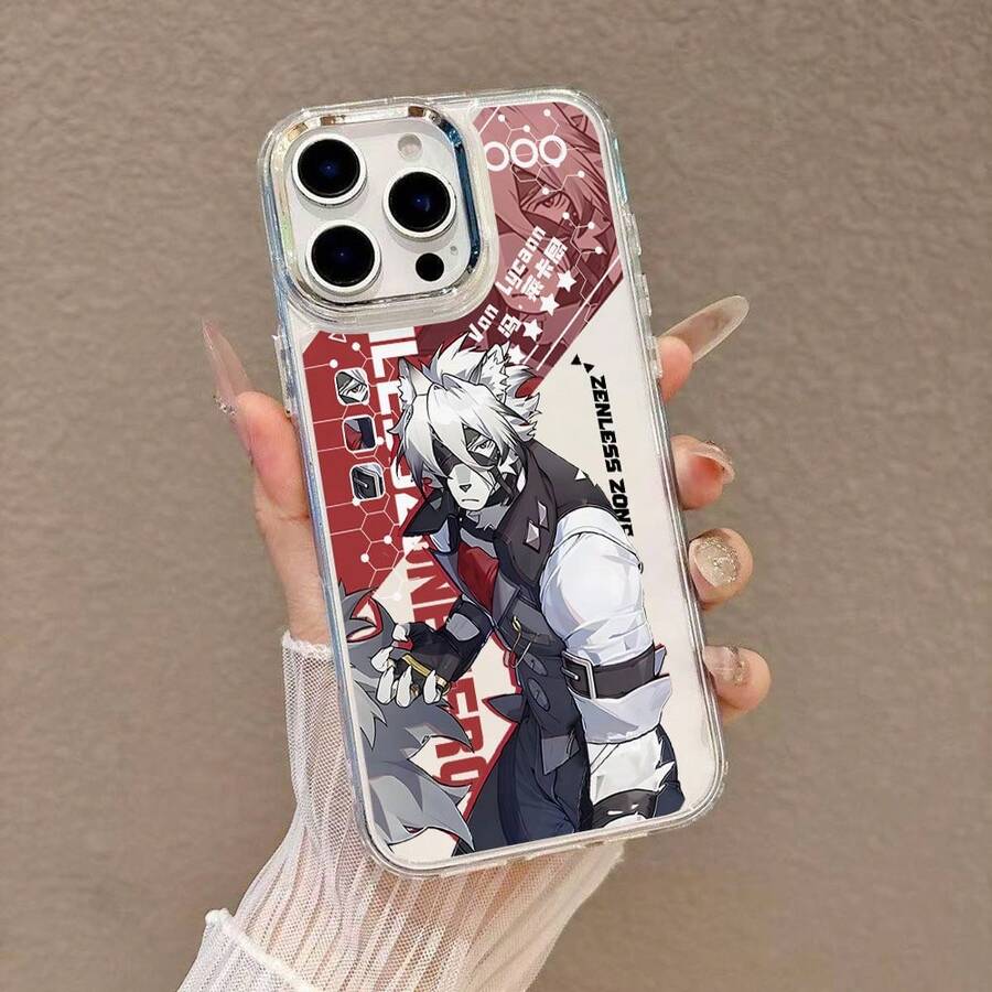 Funda para teléfono: Funda para teléfono del popular juego Zenless Zones Zeros Vons Lycaons, compatible con 17 16 15 14 13 12 11 Pro X XR XSMAX 8 Plus, marco de lente electrochapado, carcasa blanda transparente - Plateado - Ver 1