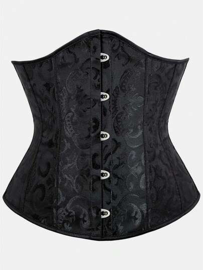 Women's Plus Size Black Court Style Classic Jacquard Waist Cincher Corset Short Waist Belt, Halloween Costume Role Play Corset