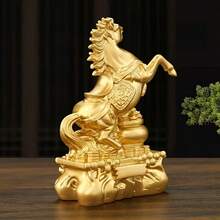 1pc Golden Horse Figurine, "Success On Horseback" Decorative Ornament, Auspicious Home And Office Decor, Suitable For Various Holiday Gifts - Horse - View 9