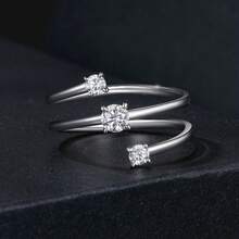 BAMOER Cincin Terbuka Bypass Perak Sterling S925 Asli Hypoallergenic Cincin Janji Bertumpuk untuk Wanita Perhiasan Mewah Hadiah Janji Ulang Tahun untuknya - MSR043-E - View 4