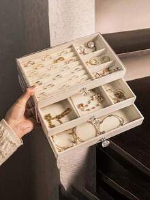 1pc Velvet Jewelry Box Drawer Style Jewelry Box Ring Box Earring Storage Box Drawer Style Jewelry Storage Box, Ring, Necklace, Bracelet, Earring And Pendant Storage Box, Jewelry Storage Box, Perfect Storage Solution For Women's Travel Essentials - Multicolor - View 4