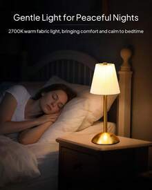 Cordless Table Lamp,Fabric Shade Table Lamps Rechargeable Operated Table Lamp With 3 Color Stepless Dimming & 3 Lighting Modes Touch Control Bedside Lamps - 4PCS - View 10