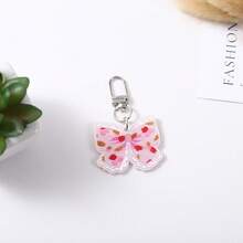 1pc Floral Confetti Bow Acrylic Keychain, Wavy Edge Transparent Bow Pendant Key Ring, Cute Girl Backpack Bag Charm Christmas Gift - Multicolor - View 5