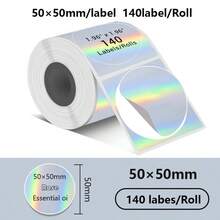 50*50mm 140Pcs/Roll Self-Adhesive Thermal Stickers Suitable For Phomemo M220/M110/M108, Square And Round Colored Holographic Laser Thermal Label Paper - View 14
