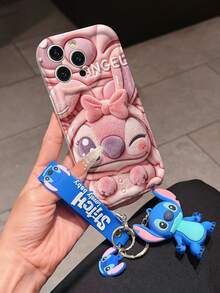 Disney Lilo And Stitch Phone Case : 3D Fluffy Pattern Border Protector Phone Soft Phone Case With A Free Cute Stitch Bracelet Chain Lanyard, Stitch, Lilo, Angel, For Apple 17 Promax 17 Pro 16 15 14 13 12 11 Pro Max XS Max X XR Soft Cover Summer Phone Case - White - View 3