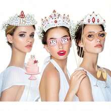 25pcs Birthday Photo Props, 18/30th Anniversary Party Supplies, Holiday Photo Decoration, Suitable For Birthday Party Gifts, Pose Guide Card Set, Suitable For Girls And Women - Photo Props - View 2