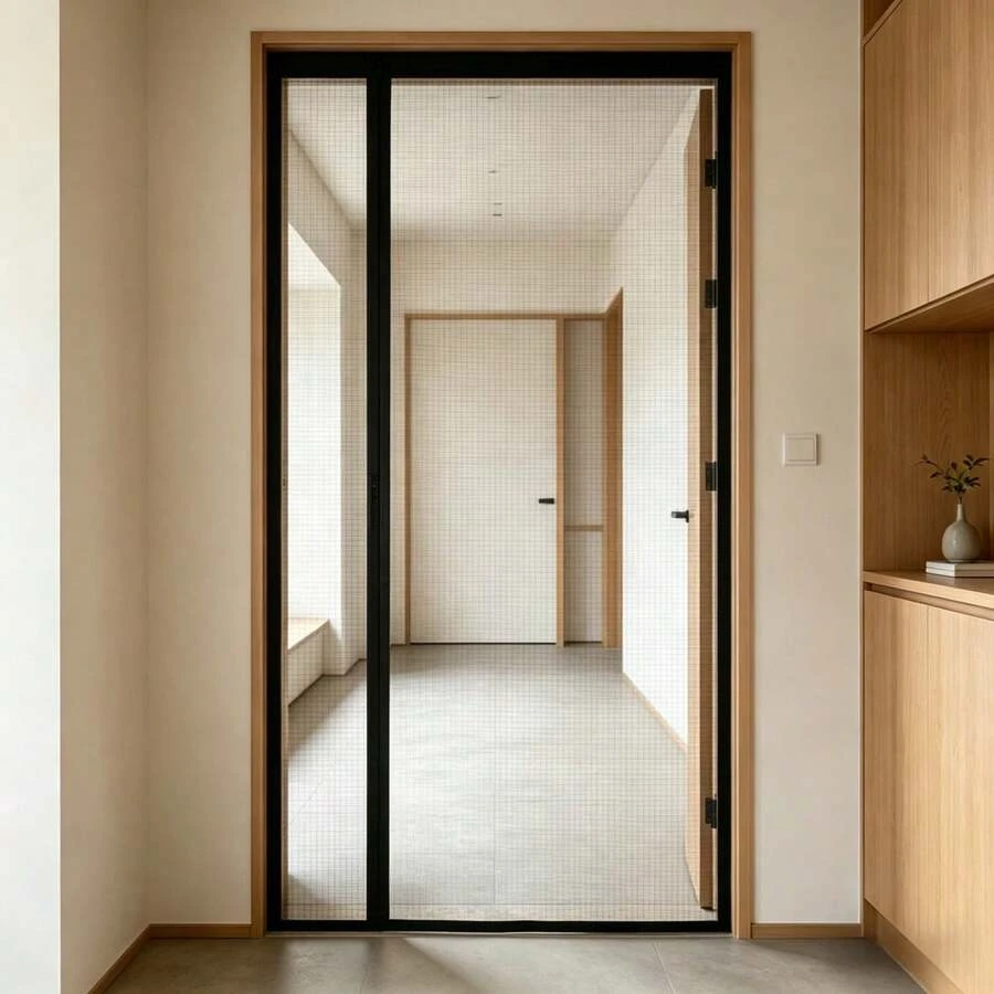 Double-Sided Left/Right Opening Magnetic Screen Door, Detachable Upgraded Polyester Mesh, Hands-Free Mesh Partition, Heavy Duty Screen Door Curtain To Prevent Insects From Entering, Allows Fresh Air And Pets To Enter, Black - Black - View 1