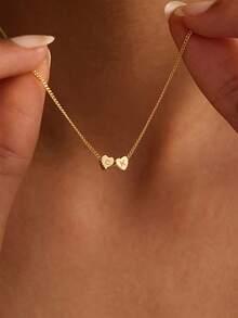 Custom 3D Heart Initial Name Necklace, Stainless Steel Personalized Multi-Letter Pendant, Romantic Elegant Jewelry, Birthday Wedding Christmas Gift - As Shown - View 6