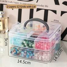 1pc PP Material Baby Hair Accessory Storage Box With Lid And Handle, Transparent Jewelry Box With Compartments, Suitable For Storage And Decoration In Baby Girl's Room - Multicolor - View 12