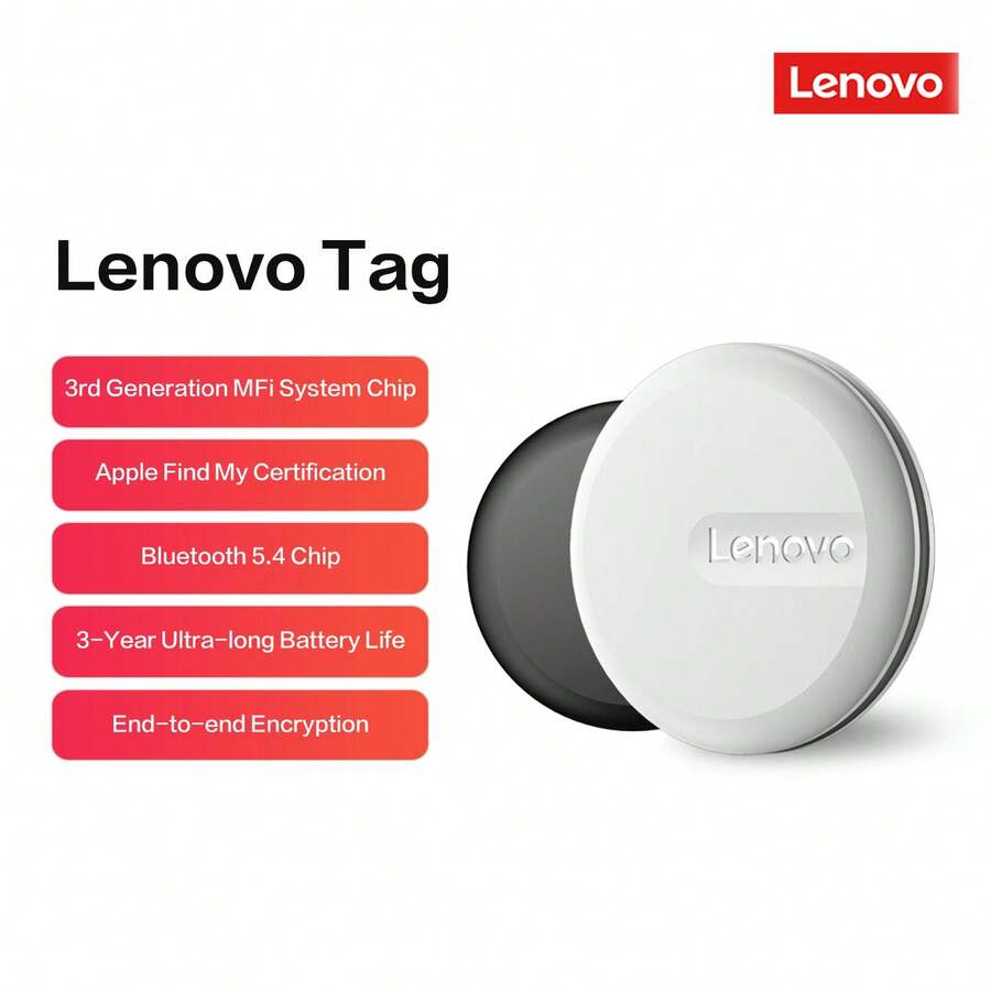 Lenovo Tracker,Apple Find My 認證,精準定位防丟,適用於寵物項圈、兒童背包、長輩鑰匙與行李,超輕巧便攜 - 黑色 - 查看 1