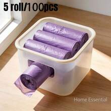 5 Rolls 100pcs Large Size Thickened Drawstring Trash Bags, High Toughness, Strong Load-Bearing, Durable And Sturdy, Suitable For Home, Kitchen, Office And Outdoor Cleaning - Multicolor - View 3