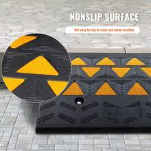 Threshold Ramp 15.2 Cm Lift 2 PCS Rubber Ramps For Sidewalks 15T Load Capacity Wheelchair Access Ramp With Stable Grid Structure For Car And Motorcycle Passage 49.1x37x15.2 Cm - Black - View 4