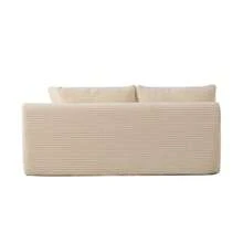 Modular Compression Sofa In Chenille Fabric, Filled With 30D High-Resilience Foam. Easy To Move And Featuring A Non-Slip Base, It Is Ideal For Living Rooms And Other Spaces. Ivory Color. - 杏色 - 查看 7