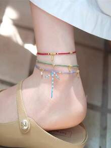 1PC Summer Fresh Lucky Braided Wax Cord Ultra-Thin Anklet, Minimalist Niche Accessory, High-End Gift - Braided Anklet - View 9