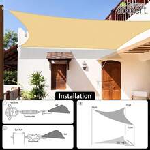 12' X 16' Rectangular Brown Sun Shade Sail, UV Protection Sun Curtain, Suitable For Backyard, Patio, Deck, Outdoor Platform, Garden, Outdoor Activities And Facilities (We Make - Multicolor - View 9