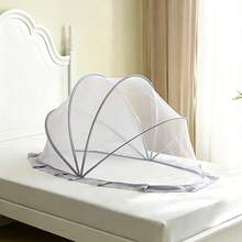 1pc Baby Mosquito Net Cover, Foldable Mosquito Net, Universal For Baby Crib, Newborn Mosquito Net - Grey - View 2
