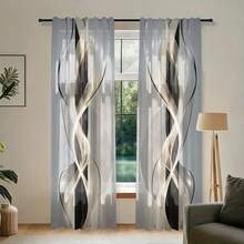 2pcs/Set 2D Printed Polyester Fabric Curtains, Machine Washable, Suitable For Bedroom, Living Room And Office, Home Decor Universal Semi-Sheer Curtains (Slight Color Difference May Occur Due To Shooting Angle Of Finished Product) - Multicolor - View 15