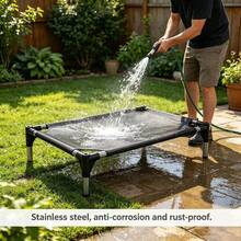 Cooling Elevated Dog Bed, Stainless Steel Pet Cot, Breathable Oxford Fabric, Removable Washable Scratch And Bite Resistant, Indoor Outdoor Camping Universal, Suitable For Large Medium Small Dogs - Black - View 9