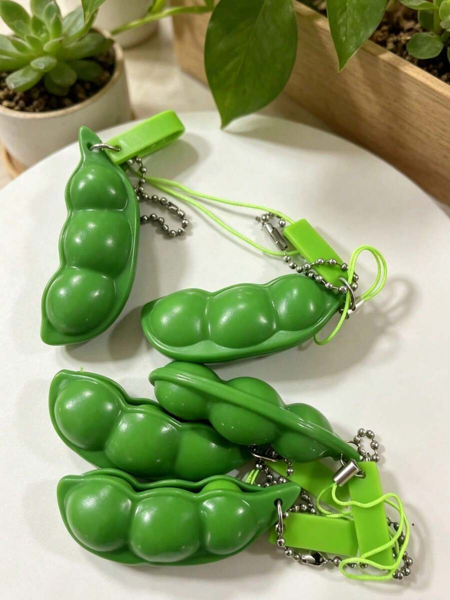 1/5/10/20PCS Bentuk Kacang Polong, Dapat Digantung untuk Dibawa Gantungan Kunci Kacang Polong Mini Lucu Kartun Edamame, Hadiah Pesta, Acara, Kehidupan, Gantungan Kunci Kantor dan Belajar - Kacang Polong Dekompresi - View 1