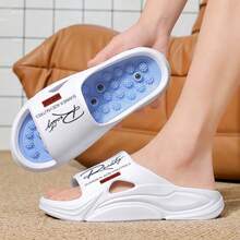 Summer New Breathable Lightweight Outdoor Thick Sole Height Increasing Anti-Slip Beach Massage Footbed Men's Slippers - White Moon - View 9