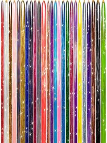 8pcs Laser Hair Extensions Set, Fashion Women's Hair Accessories Set, Holiday Shiny Hair Extensions, Colorful Glitter Hairbands & Clips, Holiday Gift Fairy Hair Accessories, Party Sparkling Hair Accessories, Halloween Party (Multi-Color) - Multicolor - View 3