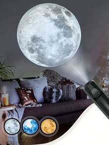 Planet Moon Projector, USB Plug-In, 360° Rotating Decorative Light, Cute Atmosphere Creator, Portable LED Projector With USB Plug For Wall And Ceiling Decoration, LED Starry Sky Atmosphere Light - Black - View 4