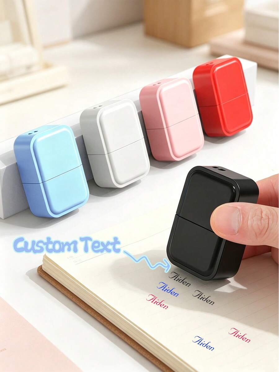 1Pc Customized Name Mini Stamp, Name Stamps Personalized, DIY Customized Self Inking Name Stamp, Stamps For Signing Name, Name Stamp For Clothing Waterproof - Multicolor - View 1