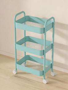 Three-Tier Hollow Storage Trolley Equipped With Universal Casters And Curved Easy-To-Push Handles; Available In Multiple Colors For Flexible Storage In Kitchens, Bathrooms And Living Rooms. - Multicolor - View 11