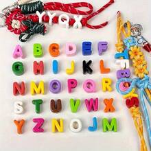 75pcs Acrylic Large Hole 3D Letter Beads, Random Mixed Color Loose Beads For Handmade Jewelry, Phone Chain, Keychain, Decorative Beads - Multicolor - View 6