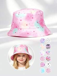 1pc Cute Cartoon Pattern Bucket Hat, Wide Brim Sun Hat, Lightweight Outdoor Beach Bucket Hat, Suitable For Spring, Autumn, Summer For Kids - View 1