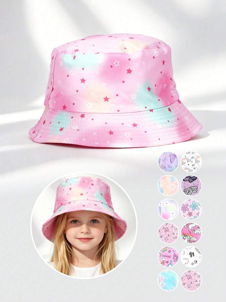 1pc Cute Cartoon Pattern Bucket Hat, Wide Brim Sun Hat, Lightweight Outdoor Beach Bucket Hat, Suitable For Spring, Autumn, Summer For Kids - View 1